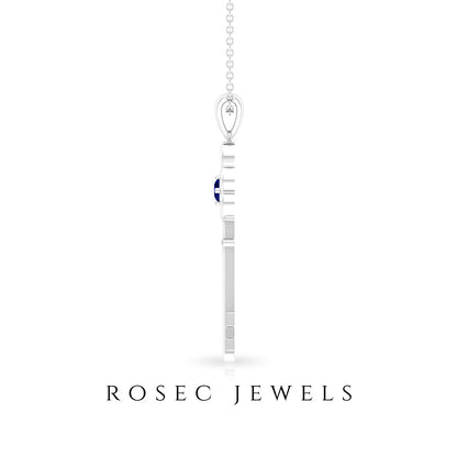 Natural Blue Sapphire Key to My Heart Necklace