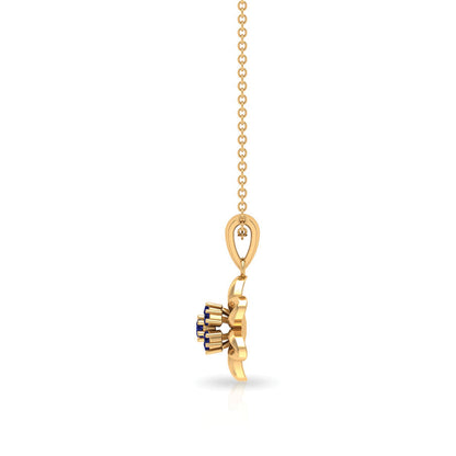 Real Blue Sapphire Flower Pendant Necklace