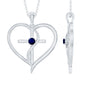 Natural Blue Sapphire Heart Cross Necklace in 14k Gold Plated Silver