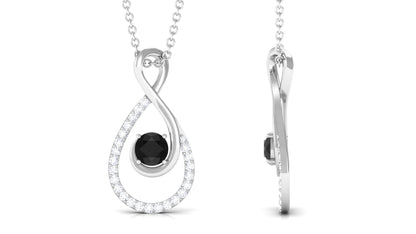 Natural Black Spinel Infinity Pendant Necklace with Diamond