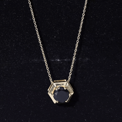 Lab Grown Black Diamond Hexagon Pendant Necklace