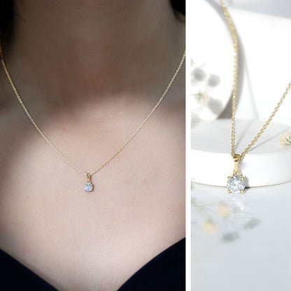 Round 0.4 Carat Brilliant Cut Lab Diamond Solitaire Necklace for Women