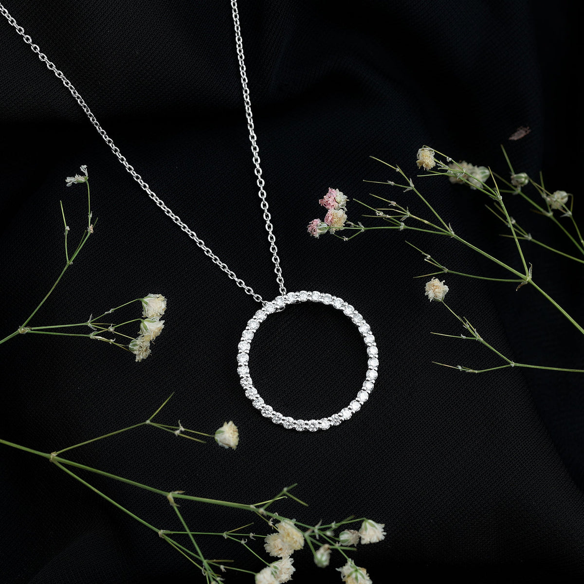 Lab Grown Diamond Eternity Necklace in Sterling Silver
