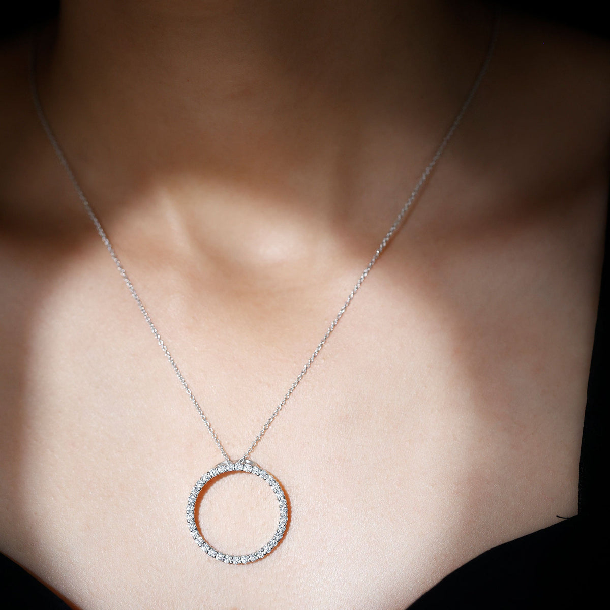 Lab Grown Diamond Eternity Necklace in Sterling Silver