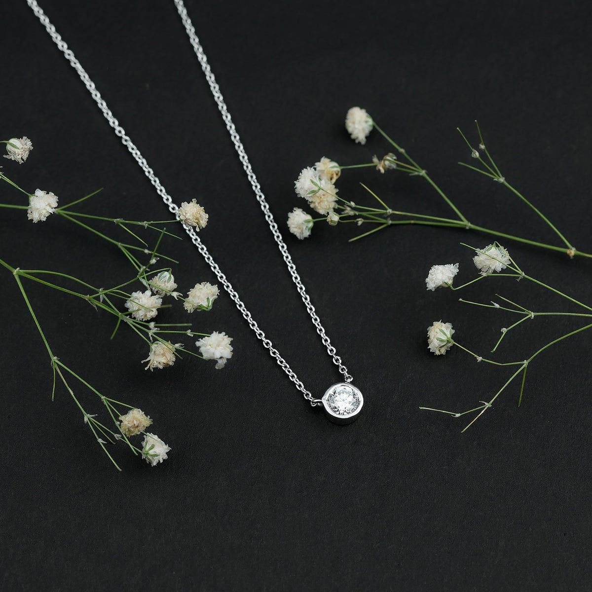 Half Carat Lab Grown Diamond Solitaire Necklace in Sterling Silver