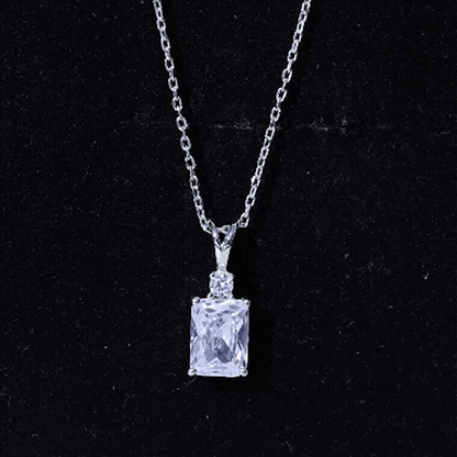 Certified 1.87 Carat Emerald Cut Cubic Zirconia Pendant Necklace with Silver Chain