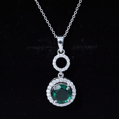 Certified Lab Created Emerald Wedding Necklace with Chain