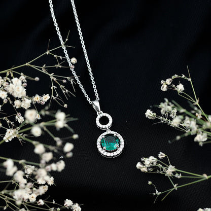 Certified Lab Created Emerald Wedding Necklace with Chain