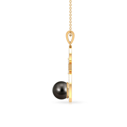 Tahitian Pearl and Diamond Eternity Dangle Pendant