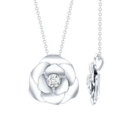 Certified Lab Grown Diamond Rose Pendant Necklace