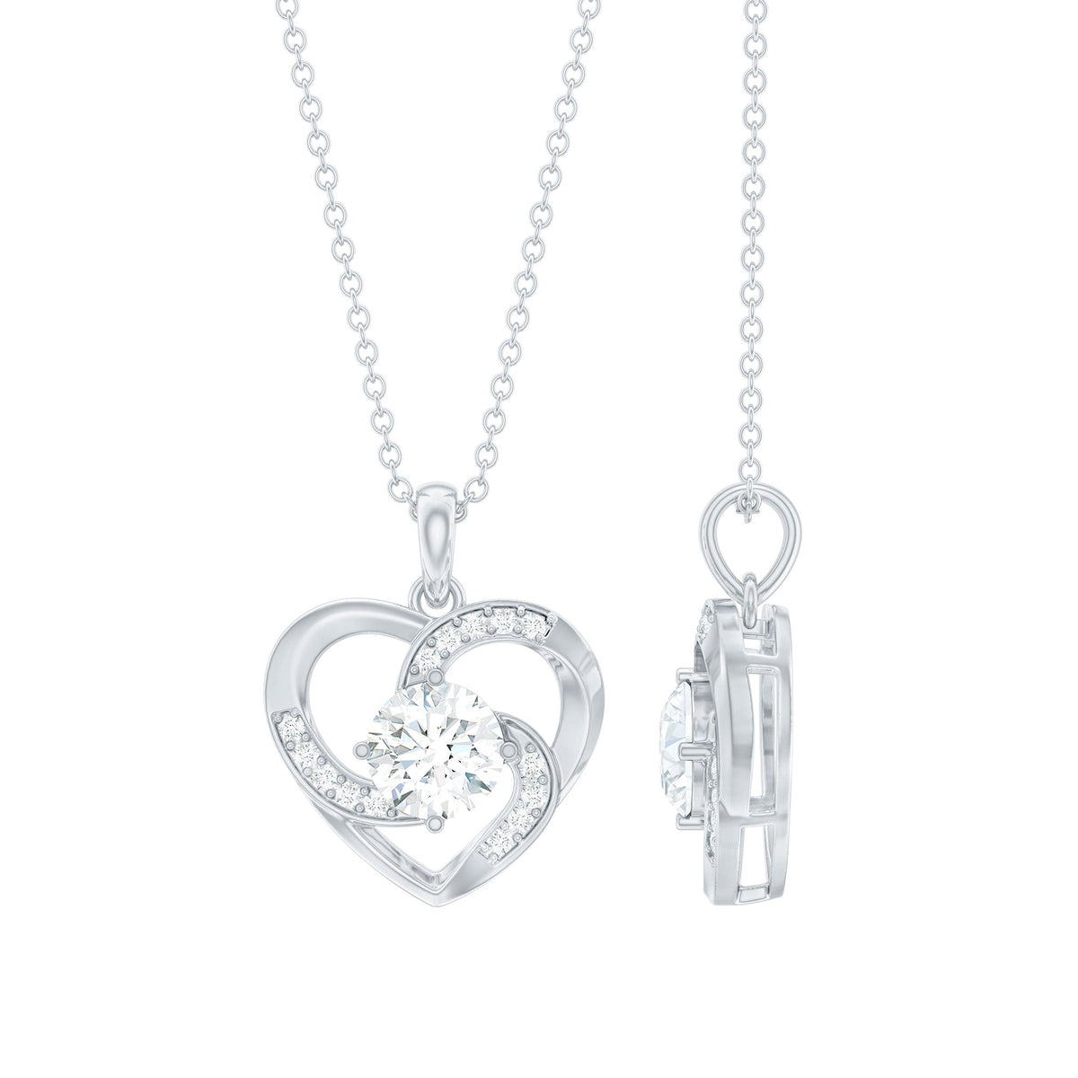 Certified Lab Grown Diamond Solitaire Heart Pendant