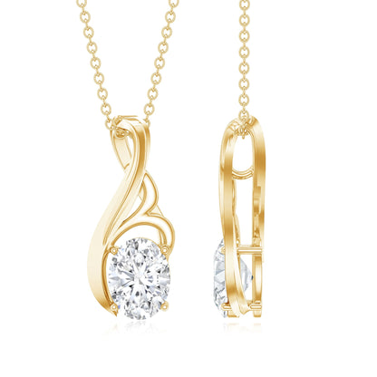Certified Oval Lab Grown Diamond Solitaire Pendant Necklace