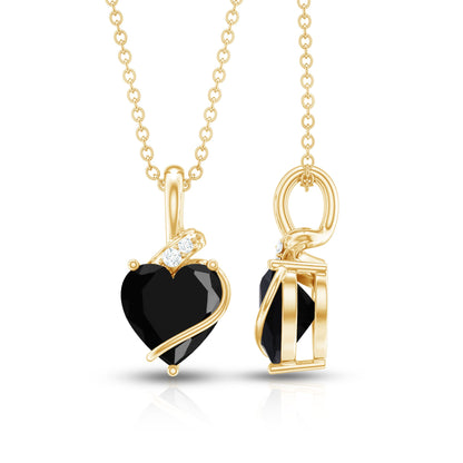 2.4 Carat Heart Lab Grown Black and White Diamond Solitaire Necklace