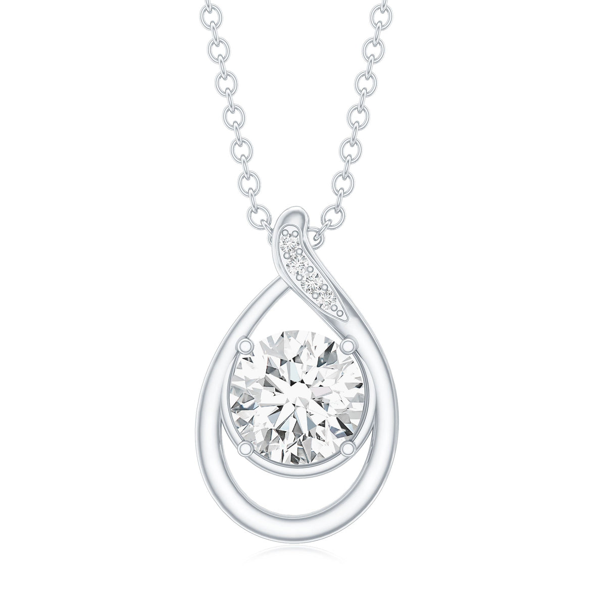Lab Grown Diamond Teardrop Pendant Necklace