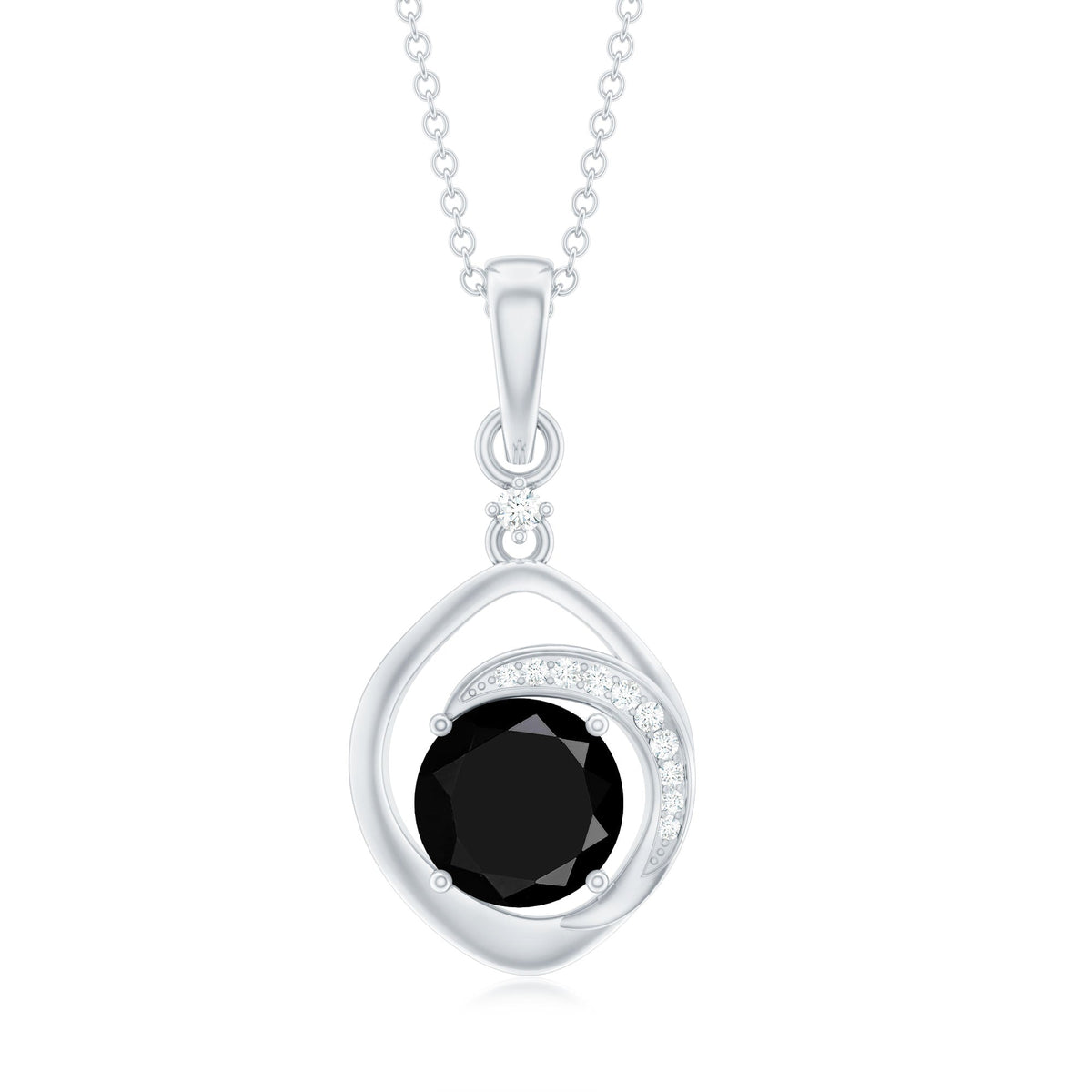 Certified 2 Carat Lab Grown Black and White Diamond Drop Necklace