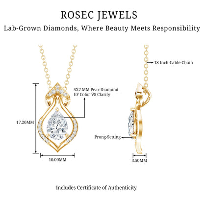 Pear Shape Lab Grown Diamond Bridal Pendant Necklace