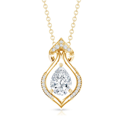 Pear Shape Lab Grown Diamond Bridal Pendant Necklace