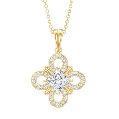 Lab Grown Diamond Vintage Inspired Pendant Necklace