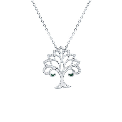 Certified Cubic Zirconia Tree of Life Necklace in Sterling Silver