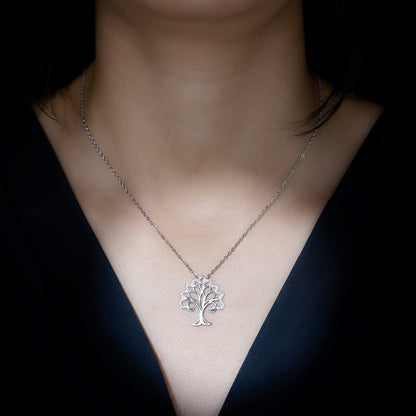 Certified Cubic Zirconia Tree of Life Necklace in Sterling Silver