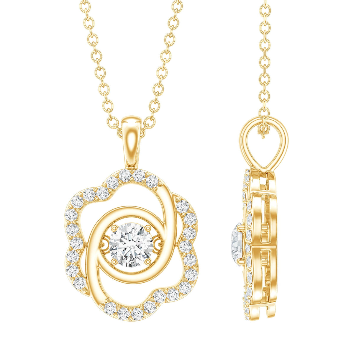 Flower Pendant Necklace with Lab Grown Diamond