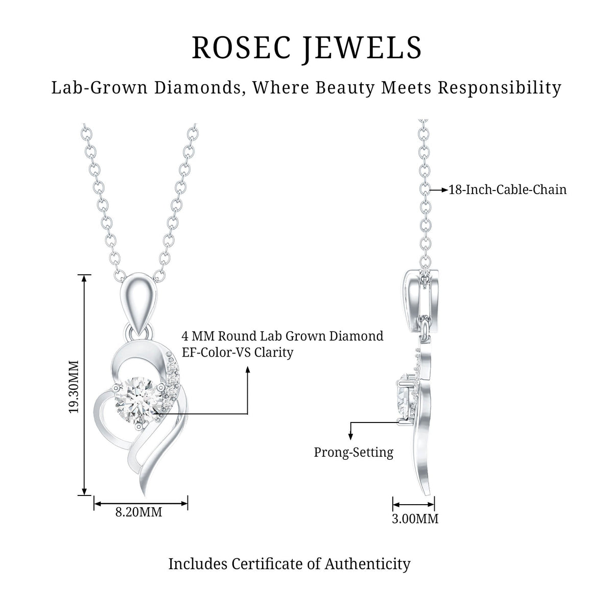 Heart Necklace with Lab Grown Diamond