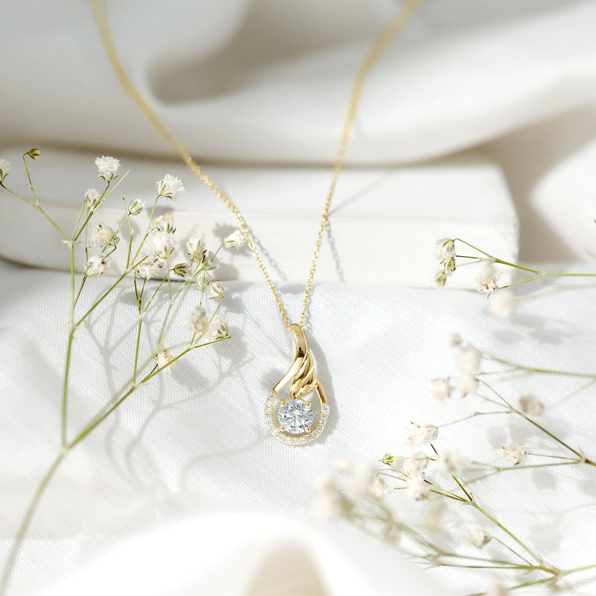 Certified Round Lab Grown Diamond Designer Pendant Necklace