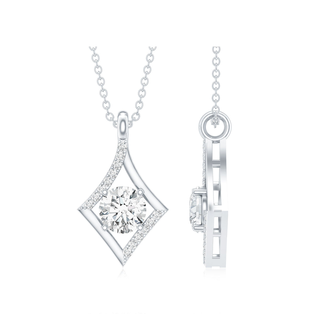 Certified Lab Grown Diamond Geometric Pendant Necklace