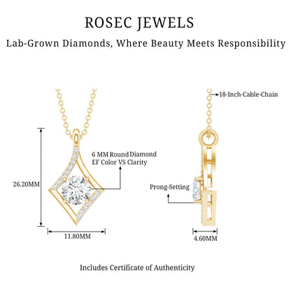 Certified Lab Grown Diamond Geometric Pendant Necklace