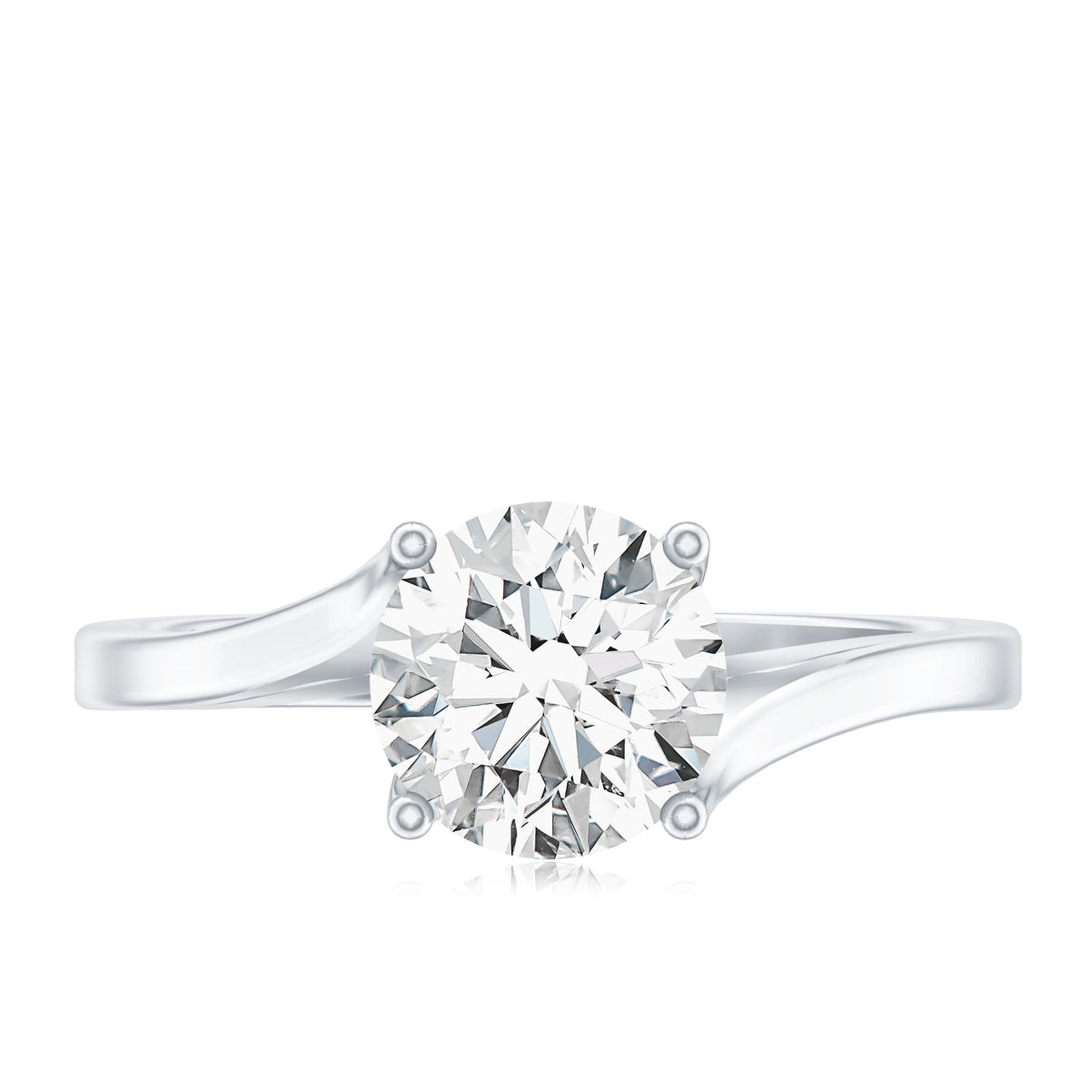 Certified Solitaire Moissanite Bypass Engagement Ring