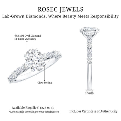 Oval Moissanite Solitaire Engagement Ring in Claw Setting