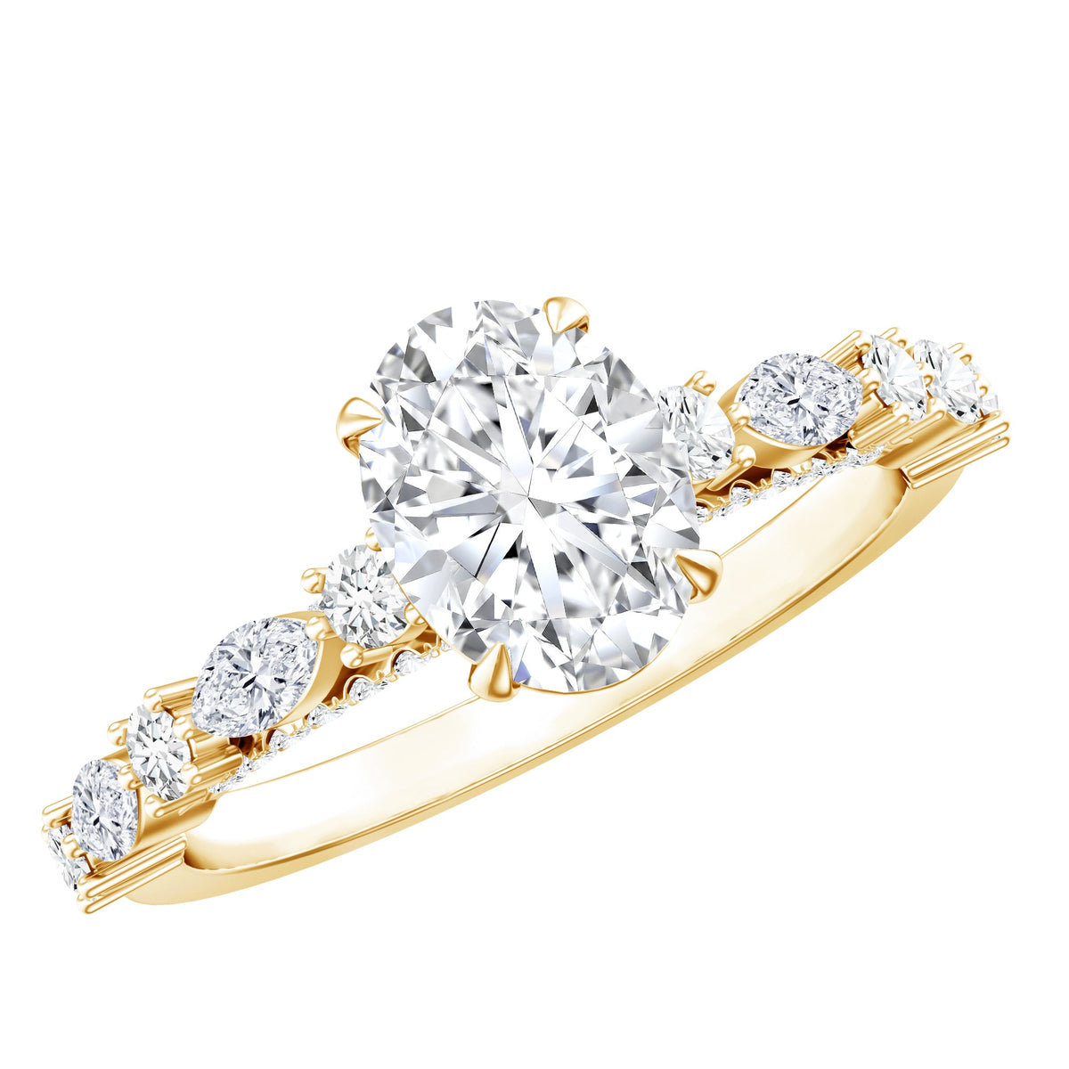 Oval Moissanite Solitaire Engagement Ring in Claw Setting