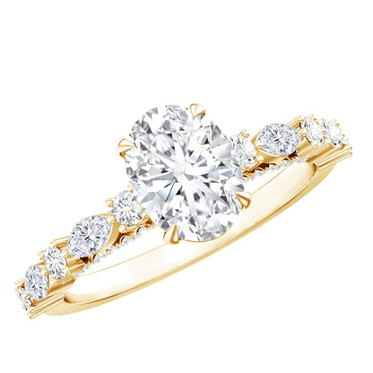 Oval Moissanite Solitaire Engagement Ring in Claw Setting