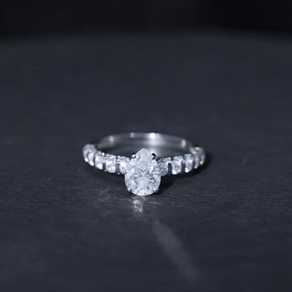 Pear Shaped Moissanite Solitaire Engagement Ring