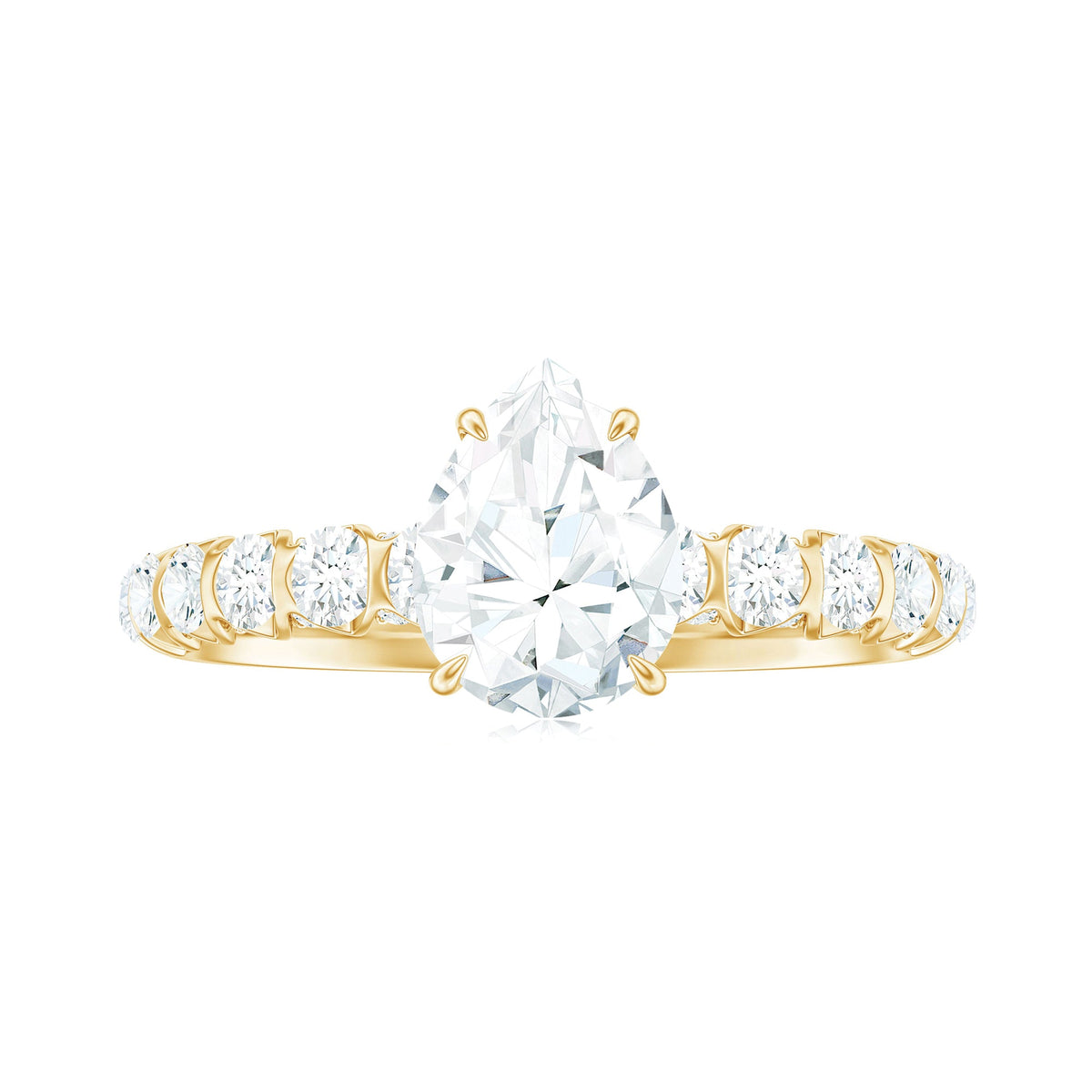 Pear Shaped Moissanite Solitaire Engagement Ring
