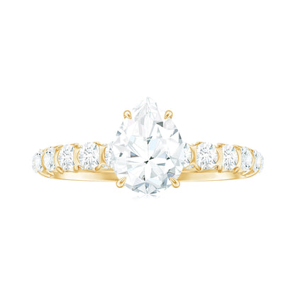 Pear Shaped Moissanite Solitaire Engagement Ring
