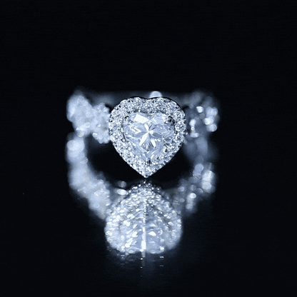 1.5 CT Heart Shape Moissanite Engagement Ring with Accent