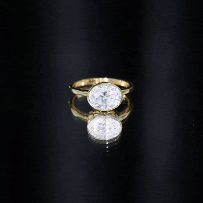 Certified 2 Carat Oval Moissanite East West Engagement Ring