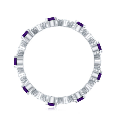 Natural Amethyst Diamond Eternity Ring for Women