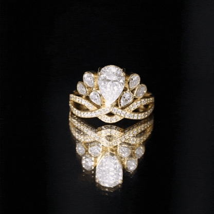 Certified Moissanite Designer Crown Engagement Ring