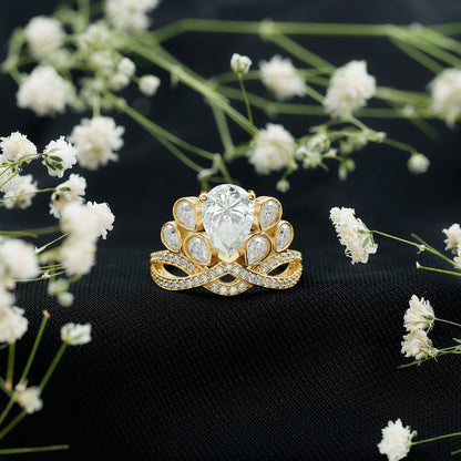 Certified Moissanite Designer Crown Engagement Ring