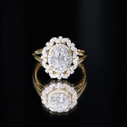 Oval Cut 2 Carat Moissanite Double Halo Engagement Ring