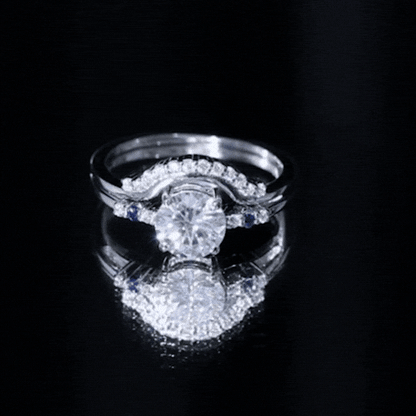 Certified Moissanite 2 Carat Engagement Ring With Wedding Band