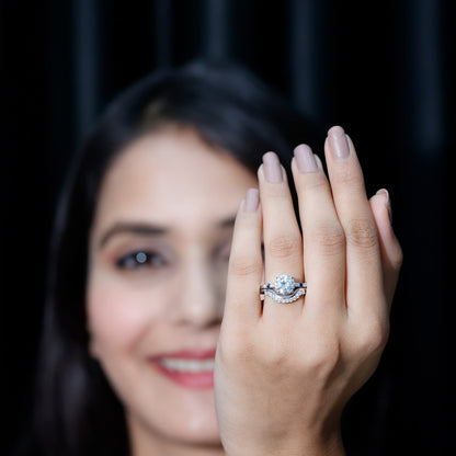 Certified Moissanite 2 Carat Engagement Ring With Wedding Band