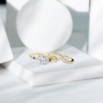 Certified Moissanite 2 Carat Engagement Ring With Wedding Band
