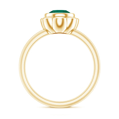 Bezel Set Lab Created Emerald Solitaire Engagement Ring