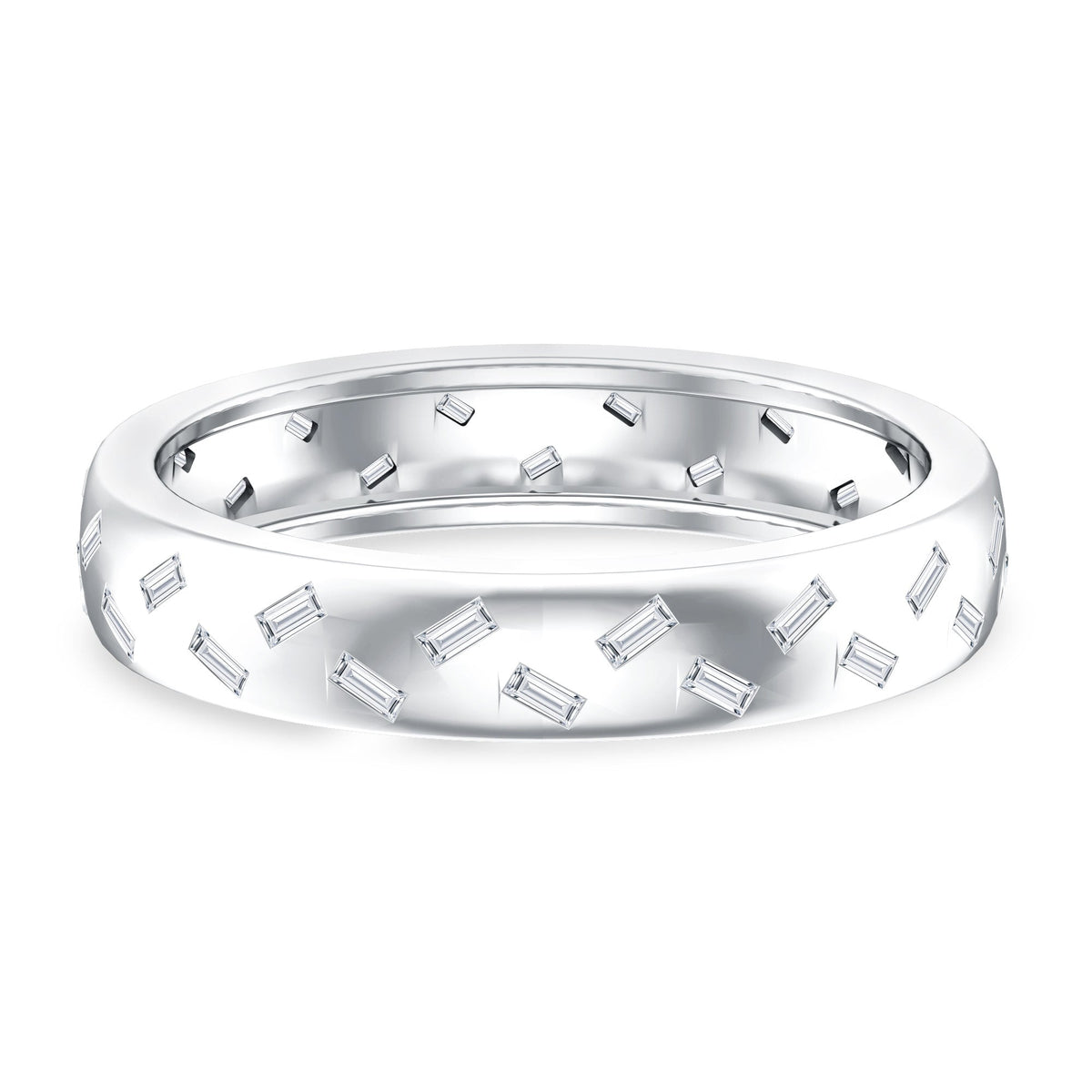 Baguette Cut Lab Grown Diamond Wedding Band With Certificate