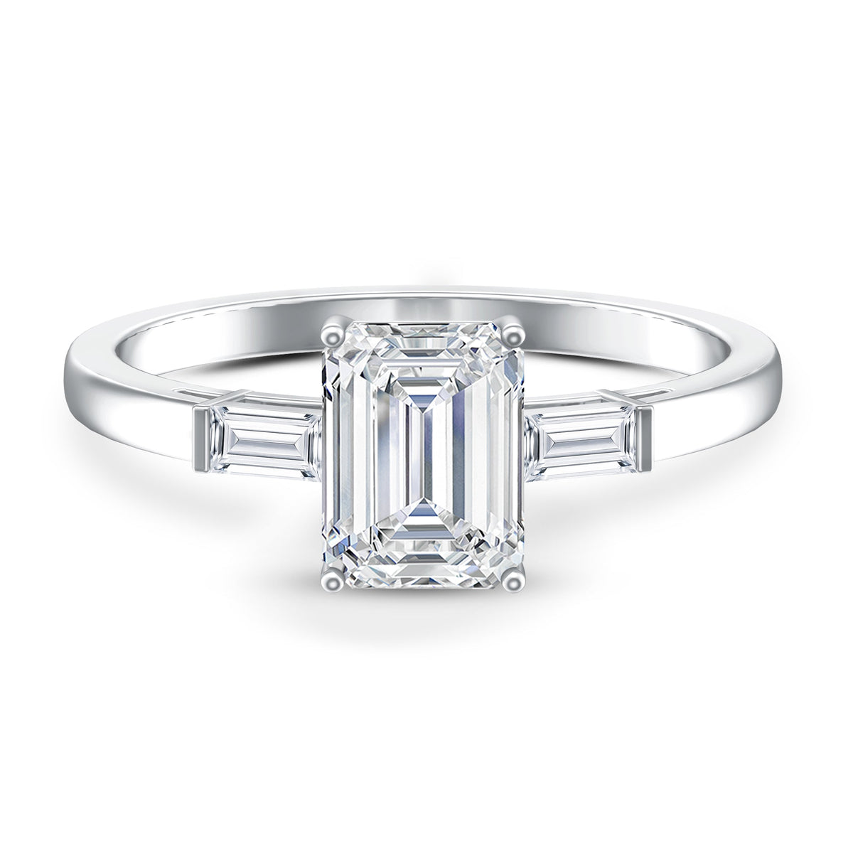1.8 Carat Lab Grown Diamond Emerald Cut Engagement Ring