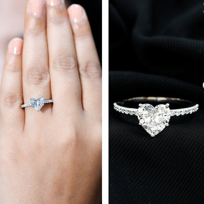 2 Carat Lab Grown Diamond Heart Engagement Ring for Her