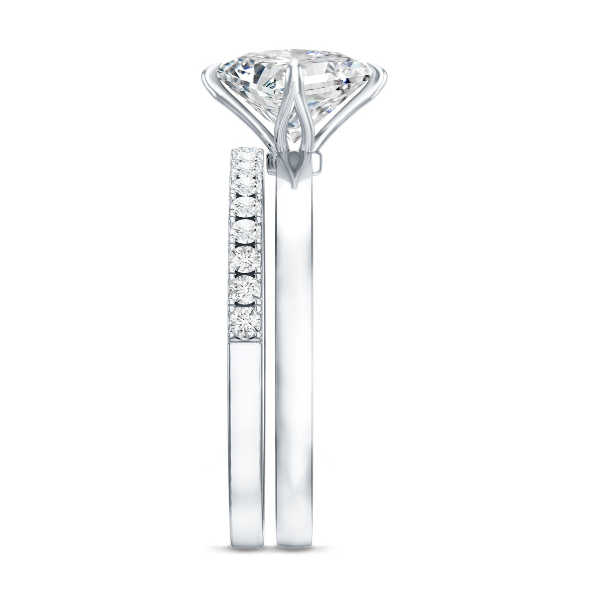 Princess Cut Lab Grown Diamond Ring With Wedding Band